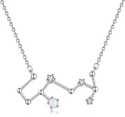VIKI LYNN Women 925 Sterling Silver Created Opal Scorpio Zodiac Necklace Star Sign Jewellery for Women