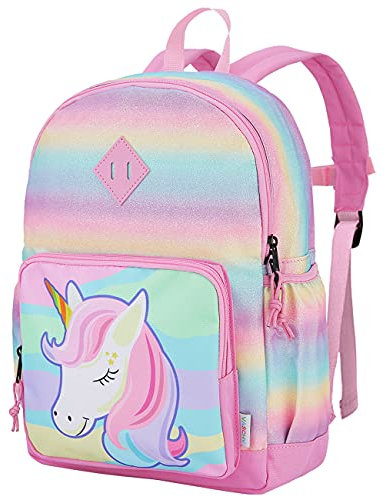 VASCHY Rucksack für Mädchen, 4-6 Jahre, Schulrucksack mit Seitentaschen und Brustgurt, 127-Einhorn, one size, Niedlich
