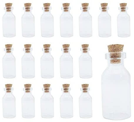 WYAN 20 mini bouteilles de souhaits en verre avec bouchons en liège, bouteilles en verre à message pour la décoration artisanale de bricolage, cadeaux de mariage(18 * 40mm)