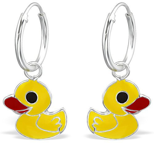 JAYARE Ohrringe Mädchen Entchen Ente 925 Sterling Silber gelb Kinder Creolen