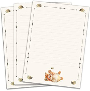 Junapack Schreibblock mit Kindermotiv Katze für Mädchen (3 Blöcke mit je 25 Blättern in A5-Format)