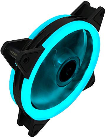 KuSONG Ventilateur de boîtier RGB de 120 mm, Ventilateur de boîtier d'ordinateur à LED Arc-en-Ciel à Flux d'air Ultra élevé pour boîtiers PC, refroidisseurs de processeur et radiateurs (Bleu , 1 Pack)