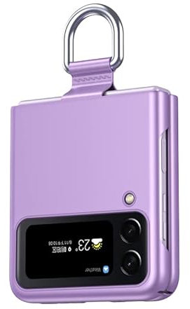 HAOYE Funda para Samsung Galaxy Z Flip4 (Z Flip 4) Funda, Robusta PC Antigolpes Carcasa Case Cover Bumper con Anillo de Metal. Púrpura
