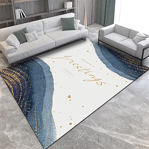 Baby Teppich Junge Webteppich Elegantes blaues Wohnzimmer, luxuriöser Teppich, atmungsaktiv und schallisolierend Teppich Lang 60X90CM