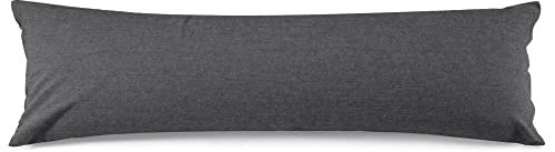 ATsense 2er Set Kissenbezug 40x145 cm - 100% Gewaschene Baumwolle, Dunkelgrau Kopfkissenbezug mit Reißverschluss, Oeko-TEX Zertifiziert Weich, Nicht Lleicht Verformbar