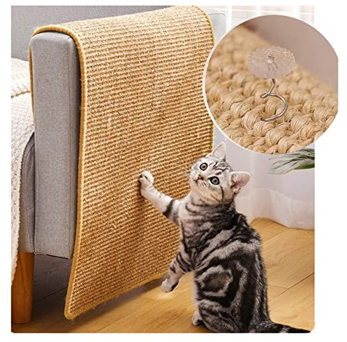 Bambusteppich 2 PCS natürlichen Sisal Katze Kratzmatte, Horizontal Boden Katze Kratzt Pads Teppich, Anti-Rutsch-Katzenkratzmatte schützen Teppiche und Sofas (Color : W x L, Size : 60x90cm/23.6x35.4i