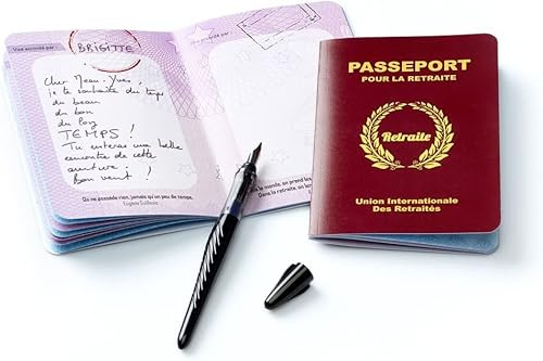 Cadeau Retraite Collègue Femme Homme - Passeport pour la Retraite - Carte départ en retraite - Décoration Anniversaire Pot de Départ - Idée Cadeau Original - Un vrai faux passeport comme Livre d'Or