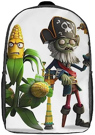 LENTLY Pflanzen vs. Zombies Kinder Student 3D-Druck Schulranzen, 3D Gedruckt Rucksäcke, 17-Zoll-Rucksack Schulranzen Geeignet Elementary Middle School Studenten 17inch