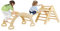 HOMASIS 3 in 1 Kletterdreieck mit Rutsche & Leiter & Kletterbogen, Klettergerüst mit Rampe, Sprossendreieck Kletterspiel Spielplatz aus Holz Indoor, Kletterspielzeug für Kinder ab 1 Jahr (Natur)