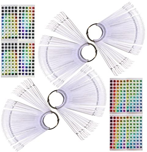 WOKIRO 200 Stück Nagel Display mit Ring und Nummernaufkleber 1-200, Präsentationstips Nägel, Mustertips für Nägel, Mandel übungstips für Nagelfarbdisplay Nail Art Nagel Tips (Transparent)