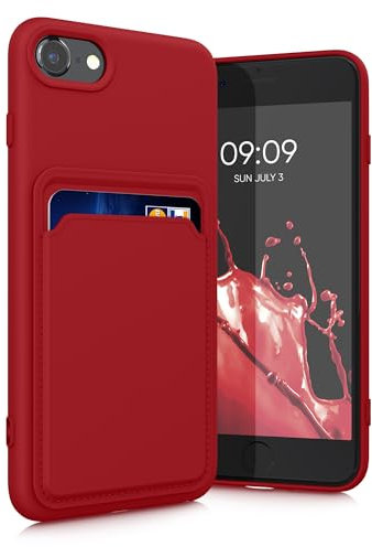 kwmobile Custodia Compatibile con Apple iPhone SE (2020/2022) / 8/7 Cover - Back Case Cellulare con Slot Porta Carte - Morbida in Silicone TPU rosa scuro