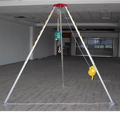Heavy Duty Tripod Hoist for Lifting and Rescue, Removable 1200/1800/ 2600 LBS Winch Adjustable Height Confined Space Sewer Lifting Tripods for Underground Pipe Shaft Cesspit(2600LBS Winch+Safe Belt)