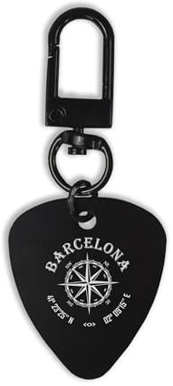 Barcelona Spanien Koordinaten Reisen, Schlüsselanhänger, Erkennungsmarke, Schlüsselanhänger, Plektrum, Karabiner, Schlüsselhalter, Schwarz , One size
