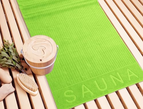 Lashuma Saunatuch Damen 80x200 cm Kopenhagen XXL – luxuriöses Saunahandtuch Apfelgrün aus 100% Baumwolle, saugstark & perfekt für Wellness & Sauna