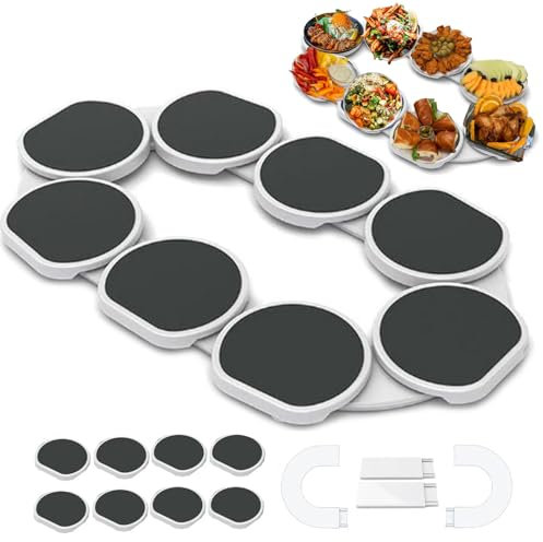 Lazy Susan Turntable Tray, 360° Rotating Dining Table Turntable, Rotating Food Serving Turntable for for Party Dining Catering Gatherings, Easy Access Food, Heat-resisting, 8 Dishes