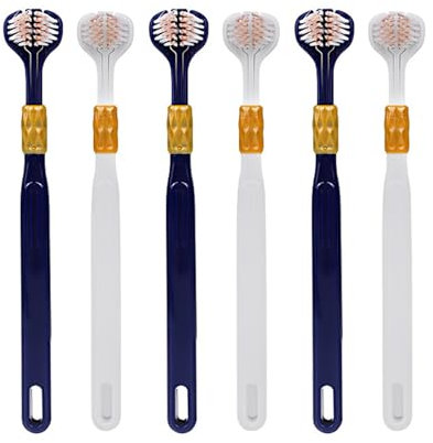 6 Stück 3-Sided Toothbrush, Dreiseitige Zahnbürste mit Weichen Borsten, Reisezahnbürste, sanfte und weich vierseitige Reinigungszahnbürst, Brush für Erwachsene Kinder, Zahnpflege Set