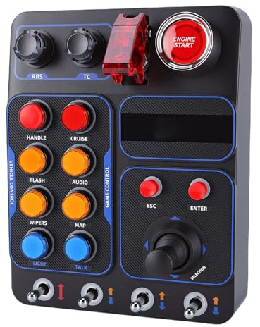 Sxhlseller Simulator Race Central Control Box, Rennsimulator mit 30 Programmierbaren Tasten, 7 Farben RGB Lichteffekt, Kompatibel mit PC, für Lenkräder Passend für V9 GEN2