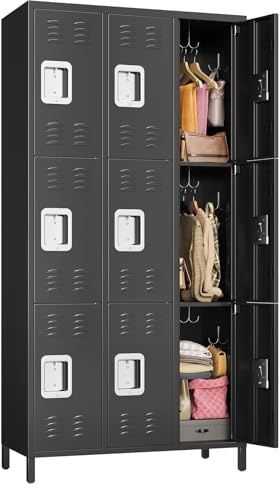 Garvee 1 Cabinet Métallique de Garage 82'' à roulettes - Portes Verrouillables - 4 Étagères Réglables - Panneau à Crochets - Casier à Outils Mobile pour Atelier, Maison, Bureau