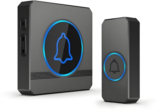 Doorbell Wireless, Wireless Door Bell Kit with 1000ft Range | 60 Chimes, 110dB Loud & LED Flash, IP55 Waterproof, Plug-in Door Chime for Home, Office, Apartment, Elderly