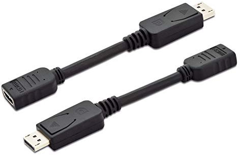 DIGITUS DisplayPort Grafik Adapter, DP zu HDMI Typ A, Full HD 60Hz, 1920 x 1080 Pixel, Schwarz