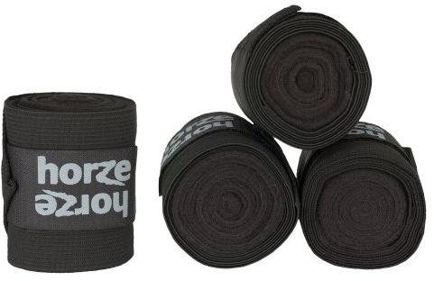 HORZE Nest 10' Combination Polo Wraps (Set of Four) | Fleece and Elastic Horse Bandages - Black - One Size