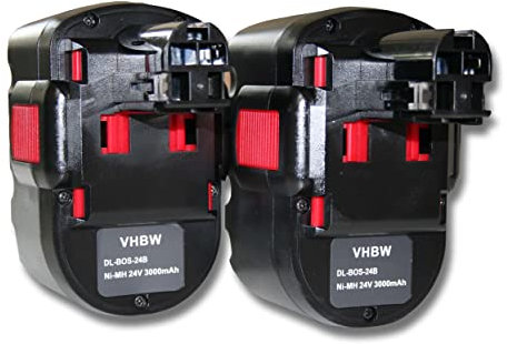 vhbw 2x batteria sostituisce Bosch BAT299, BH-2424, BAT031, BAT240, BTP1005 per utensile elettrico (3000 mAh, NiMH, 24 V)