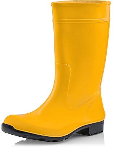 Ladeheid Stivali Pioggia Donna 100% Impermeabili Gomma Robusto e Confortevole Stivali Alti da Donna Scarpe Femminile LA-967 (Giallo/Nero 36 EU)