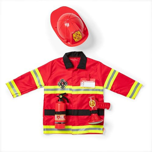Melissa & Doug Ensemble de jeu de rôle Fire Chief | Jeu de simulation | Costume pour enfants | 3 + | Cadeau pour garçon ou fille, Nylon/A.