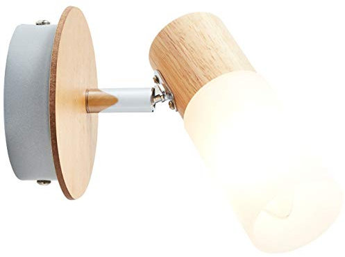 BRILLIANT lámpara Babsan aplique de pared madera claro/blanco | 1x C35, E14, 3.5W, adecuado para lámparas de velas (no incluidas) | Escala A ++ a E | Cabeza giratoria