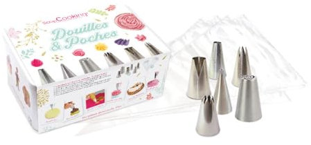 SCRAPCOOKING 3955 Boite Métal 6 Douilles Poches Jetables, Acier Inoxydable, Inox, 19,5 x 13 x 8 cm