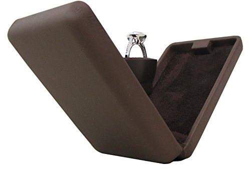 Noble Pop the Question Ring Box - Flache & Schlanke Verlobungsringbox für Antrag oder besondere Anlässe mit Überraschungselement (Braun), Kunstleder