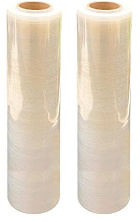 Rouleaux de film plastique transparent étirable pour emballage et palettes (largeur : 400 mm), Pack of 2, claire, 1