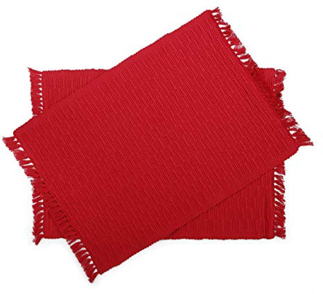 Penguin Home 100% Baumwolle Platzdeckchen 6-Teiliges Set, Rot