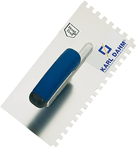 Karl Dahm® Softgriff-Zahnkelle 4 mm – Profi Glättekelle aus rostfreiem Edelstahl – Ergonomischer Griff – Ermüdungsfreies Arbeiten – Made in Germany – 11645