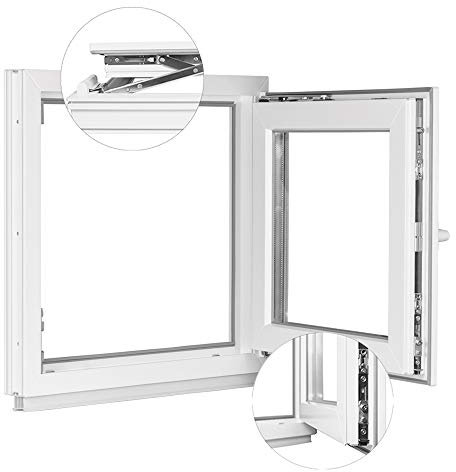 Ventana de plástico para sótano o sótano con 2 acristalamientos, 100 x 40 cm, DIN derecho, cristal aislante, ancho: 100 cm, color blanco, giratorio