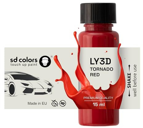 SD COLORS Ausbesserungslack, Tornado-Rot, LY3D Y3D G2, 15 ML, Reparatur-Pinsel, Farbcode LY3D Y3D G2 Tornado-Rot (Farbe)