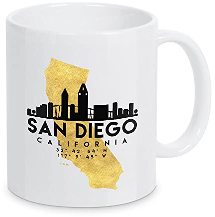 artboxONE Tasse SAN Diego California Skyline MAP von Emiliano Deificus - Kaffeetasse Städte