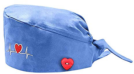 Asudaro OP-Haube OP-Kappe Kopfhaube Kopftuch Bandana Peelingkappen Verstellbar Baumwolle Küchenmütze Kochhaube für Frauen Männer Ärzte Küche Chefkoch Kosmetikerin Arbeitskappe Mit Knöpfen hellblau