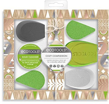 Ecotools Beauty Makeup Sponge Set, 4 Blenders, With Sponge and Brush Cleaner, Includes Travel Accessory Case