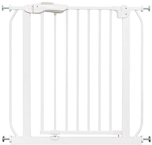 ib style® Kaya Türschutzgitter erhältlich bis 175cm | Treppengitter | ! Inkl. Wandschutzkappen ! | Ohne Bohren | Auto-Close| 90° Stop | Weiß | 95-105 cm