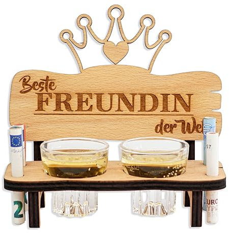 DARO Design Schnapsbank mit Schnapsglas Deko Anker und Herz Geschenk - Beste Freundin der Welt