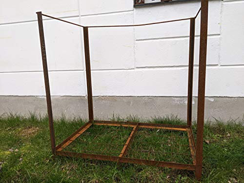 Zen Man Edelrost Metall Kaminholzregal Garten Kaminholzunterstand Holzregal aus Metall Rost Lagerregal