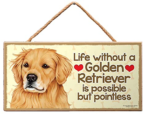Sign with dog. (GOLDEN Retriever)