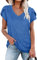 PLOKNRD Damen Tops V-Ausschnitt Blütenblatt Ärmel T-Shirt Sommer Freizeit Kurzen Ärmeln Strand Oberteile(Blau,XL)