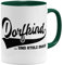 OM3® Dorfkind Tasse und stolz Drauf - mit Spruch - Statement | Keramik Becher | 325ml | Beidseitig Bedruckt | Grün
