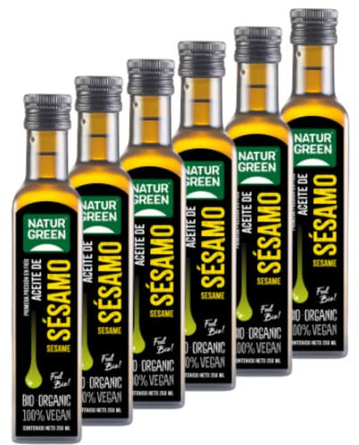 NATURGREEN 100% Aceite de semillas de sésamo ecológico bio, Primera Presión, Contiene 250 ml, Pack de 6 Unidades