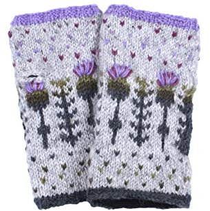 Pachamama Scaldamussi da donna in lana, foderato a mano, lavorato a mano, design cardo scozzese, multicolore, taglia unica, fatto a mano, extra caldo, commercio equo e solidale, Grigio, Rosso,