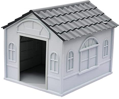 Hundehütte Kunststoff Hundehaus, Wasserdichter Kennel Allwetter Indoor Outdoor Haustierheim for Kleine Bis Mittlere Hunde (Color : Gray-1, Size : 98.2x84.2x82cm)
