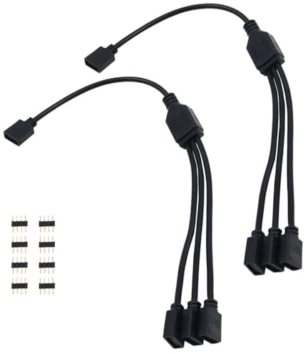 WANGCL 2PCS LED Strip Splitter Cable 4 Pin RGB Splitter 1 to 3 Ports LED Controller Connector for RGB 5050 3528 2835 LED Strip -Black