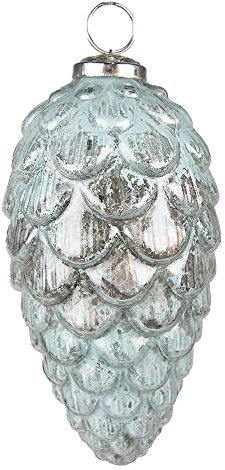 Clayre & Eef Weihnachtsbaum deko Ø 8 cm Türkis Glas Metall Weihnachtsdeko Weihnachtsdeko